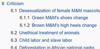 "Desexualization of Female M&M Mascots" "Child Labor and Slave Labor"