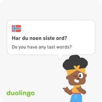 Har du noen siste ord? Do you have any last words? duolingo