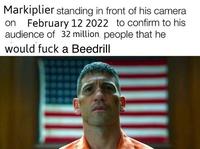 Markiplier standing in front of his camera on February 12 2022 to confirm to his audience of 32 million, people that he would f--- a Beedrill