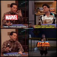 AutriGram MARVEL DISNEY I THINK I FORGOT SOMETHING IF YOU FORGOT, THEN IT WASN'T NOT IMPORTANT O MARVEL DC MEMESS NANE THOK JOVEAND HUNDER YEAH, YOU'RE RIGHT...