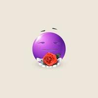 Purple Smiley Offering a Rose