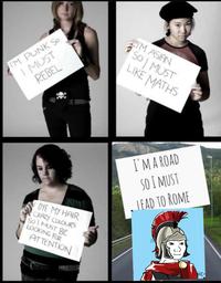 I'M PUNK So MUST IM ASIAN So MUST LIKE MATHS REBEL I'MAROAD SO I MUST JEAD TO ROME DYE MY HAIR CRAZY COLOURS So I MUST BE LOOKING FOR ATTENTION ic- TA