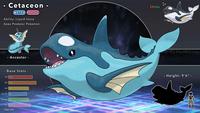Cetaceon - - Shiny WATER PSYCHIC Ability: Liquid Voice Apex Predator Pokemon RJ-PALMER.com - Ancestor - Base Stats - - Height: 9'6" - HP: 110 Atk: 130 Def: 90 Sp. Atk: 80 Sp. Def: 90 Spd: 100 Total: 600