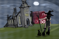 Farmer Goth Girl with Pitchfork bu @p0rktopus