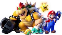 Mario, Bowser, and Rabbid Rosalina