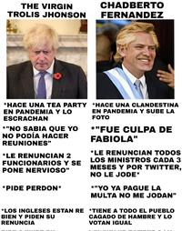 THE VIRGIN TROLIS JHONSON *HACE UNA TEA PARTY EN PANDEMIA Y LO ESCRACHAN *"NO SABIA QUE YO NO PODÍA HACER REUNIONES" *LE RENUNCIAN 2 FUNCIONARIOS Y SE PONE NERVIOSO" *PIDE PERDON* CHADBERTO FERNANDEZ *HACE UNA CLANDESTINA EN PANDEMIA Y SUBE LA FOTO *"FUE CULPA DE FABIOLA" *LE RENUNCIAN TODOS LOS MINISTROS CADA 3 MESES Y POR TWITTER, NO LE JODE* *"YO YA PAGUE LA MULTA NO ME JODAN" *LOS INGLESES ESTAN RE *TIENE A TODO EL PUEBLO BIEN Y PIDEN SU CAGADO DE HAMBRE Y LO RENUNCIA VOTAN IGUAL