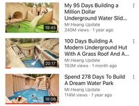 19:45 20:17 18:06 My 95 Days Building a Million Dollar Underground Water Slid... Mr.Heang Update 240M views • 1 year ago 100 Days Building A Modern Underground Hut With A Grass Roof And A... Mr.Heang Update 193M views 1 month ago • Spend 278 Days To Build A Dream Water Park Mr.Heang Update 114M views • 1 year ago : :