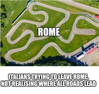 술 ROME ITALIANS TRYING TO LEAVE ROME, NOT REALISING WHERE ALL ROADS LEAD
