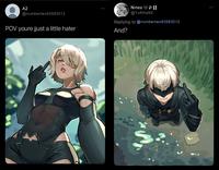 9 POV youre jjust a little hater A2 @numbertwo93583012 Nines 8 @YoRHa9S Replying to @numbertwo93583012 And? • 37. 3. :