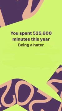 You spent 525,600 minutes this year Being a hater