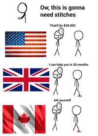 9 Ow, this is gonna need stitches That'll be $58,000 I can help you in 38 months kill yourself k