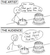 THE ARTIST THE AUDIENCE AW that way man cake is guy's better than mine H--------! CAKE FROM PORTALTA!