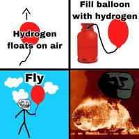 个 Hydrogen floats on air Fly Fill balloon with hydrogen P Ninning