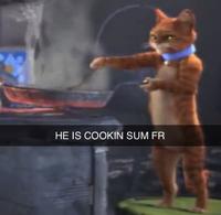 HE IS COOKIN SUM FR