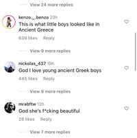 View 24 more replies kenzo._.benzo 23h This is what little boys looked like in Ancient Greece 639 likes Reply View 9 more replies nickolas_437 19h God I love young ancient Greek boys 445 likes Reply View 8 more replies mrabftw 12h God she's f*cking beautiful 28 likes Reply View 7 more replies