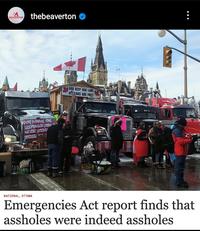 1 BEAVERTON thebeaverton FREE COFFEE ALL DONATIONS WIth TO THE FREEDO CONVOY NATIONAL, OTTAWA AM GAD KEEP OUR LAND, GLOUS AND FREE! -45775 DIE ... Emergencies Act report finds that assholes were indeed assholes