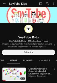 Soy Tube Kids Soy-Trbe KII D 0 OME SoyTube Kids @SoyTubeKidsOfficial 258 subscribers 1 video ● Welcome to Soy Tube Kids! This channel provides fun, safe, and educational soyjak videos for children, ages 0-5. VIDEOS NUMBERS 8 COLORS ● Subscribe la PLAYLISTS 3:30 CHANNELS Learn Numbers and Colors with Feraljak | Educational Soyjak Vide... 2K views 4 days ago : : A