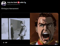 Arty the Goth B unBoi @SuperiorArtemis Flirting vs Harrasment II GIF