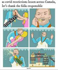 as covid restrictions lessen across Canada, let's thank the folks responsible truckers healthcare essential workers people workers 3pAlec 2 1 who just stayed of home! truckers