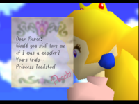 Sverjar Dear Mario: Would you still love me if I was a wiggler? Yours trafy -- Princess Toadstool Peach