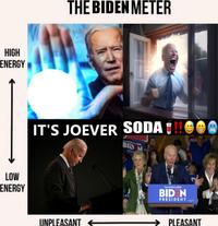 HIGH ENERGY LOW ENERGY THE BIDEN METER IT'S JOEVER SODA UNPLEASANT CALIFORNIA FOR BID N Text UNITED to 30130 BID N PRESIDENT PLEASANT