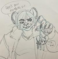 Here's your doughter, sir. Hi dad