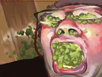 Man with Peas in Mouth Painting