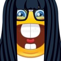 Nerdy Girl Version of Smiling Buck Tooth Emoji