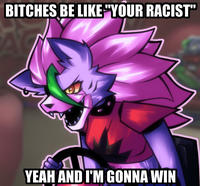 BITCHES BE LIKE "YOUR RACIST" YEAH AND I'M GONNA WIN