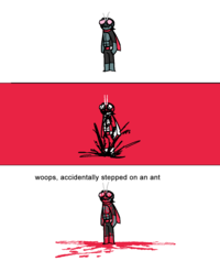 woops, accidentally stepped on an ant