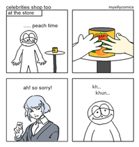celebrities shop too at the store ..... peach time ah! so sorry! mysillycomics kh... khun...