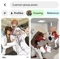 $$ day. 3 person group poses • Profiles 口红 Drawing Reference