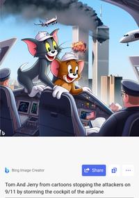 8300 733 Bing Image Creator TOUS AND GO Share Tom And Jerry from cartoons stopping the attackers on 9/11 by storming the cockpit of the airplane