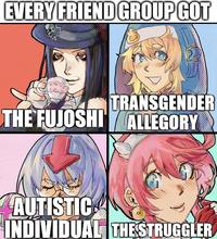EVERY FRIEND GROUP GOT TRANSGENDER THE FUJOSHI ALLEGORY AUTISTIC INDIVIDUAL THE STRUGGLER O