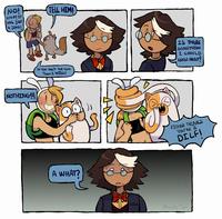 NO! STOPI IT WAS JUST A JOKE! NOTHING!!! TELL HIM! IF You don't tell him Then I WILL! Q A WHAT? AN IS THERE SOMETHING I SHOULD KNOW ABOUT? FIONNA THINKS YOU'RE A DILFI Mitsuko Tan