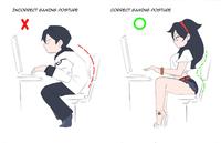 INCORRECT GAMING POSTURE X CORRECT GAMING POSTURE O