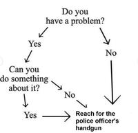 Yes Do you have a problem? ✓ Yes Can you do something about it? No No Reach for the police officer's handgun