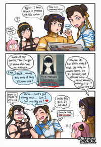 They know it! Big Sis! I think there's a problem with this collab... Look at her Profile! Yor Forger. I 27 years old. She's an assassin. (I see... Wait... What's this date if she's 27 years old? Born in Hehe... Let's get 1963 (?) along well... Can I 27-yr old Call You Big sis? Senpai?! She is a Contract Killer! YOR FORGER 0712843 06 APR 63 STECKER NOT A PASS NONCOMBATAN (What?! Maybe it's her birth date? Well, it's only in anime scene, so it's probably not official date.... ..Huh? What's (wrong, sis...? What are you with this girl. I'll be 22! Born in 1968, 55-yr-old 22..? @HERSHUAR 2023.12.15.