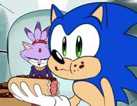 "when you're trying to eat but this blue hedgehog keeps getting in the way"
