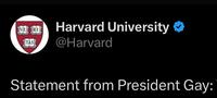 VE va: 120 Harvard University TAS @Harvard Statement from President Gay: