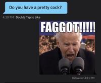 Do you have a pretty c---? 4:10 PM Double Tap to Like F-----!!!!! Delivered 4:11 PM