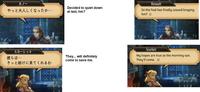 ルノー やっと大人しくなったか... スカーレット 彼らは･･･ きっと助けに来てくれるわ Decided to quiet down at last, hm? They... will definitely come to save me. Renault So the foal has finally ceased braying, hm? @ Scarlett My hopes are true as the morning sun. They'll come. @