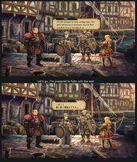 Alain Yet the answer is clear as day now. The path before us is laid bare, and all that remains now is to walk it. @ Let's go. I'm prepared to fight unti the end アレイン ･･･行こう 戦い抜く覚悟ができた 400/0 ΧΗ Π NO ПX ZVO HAX