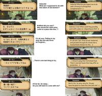 ボーモン 馬鹿者! ただの婆さんを集めてどうする! ボーモン な、なんだと なぜこんなところに反乱軍が･･･ ボーモン もうおしまいだ、 任務失敗など 到底許されないだろう… ボーモン ・・･ひとつアテがあってな ボーモン 遠い遠い地だ・・･・ ついてくるか? Imbecile! What am I supposed to do with this batch of old women!? W-What did you say!? Why would the rebel army come to a place like this...? It's all over. Failing in my duty like this will never be forgiven... ... There's one last thing to try. It'll be far, far away... Do you still want to come with me? Beaumont Imbecile! What do you expect me to do with a throng of unmagicked octogenarians!? @ Beaumont Galerius's foot! What could they possibly want with a place as disgusting as this? 自 Beaumont It's all over, lad. I'll be tarred, feathered, and paraded through the streets like a mustachioed chicken for this. Beaumont ...I refuse to play their farmstead fowl. There's one last haven that may offer us protection. Beaumont But it's far. So very, very far. Do you have the pluck to make this trek with me?