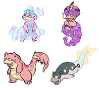 What if Slowpoke evolved with the help of other pokemon? Slowqueen (Ice/Psychic) Slowdjin (Poison/Ps...