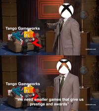Tango Gameworks HIBIKI Tango Gameworks HIBIKI "We need smaller games that give us prestige and awards" [adultswim.com] [adultswim.com]