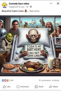 Comedy face video Suggested for you 3d > Beautiful Cabin Crew . See more D♥6.6K TODAYS MY BIRTHDAY CAN I GET 1000 LIKES? ✓ L SHOK 91 comments 4 shares Like Comment Send Share