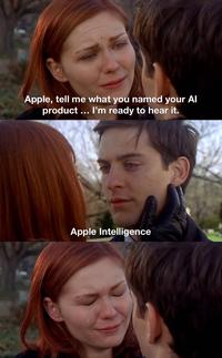 Apple, tell me what you named your Al product... I'm ready to hear it. Apple Intelligence . Trung TPhan