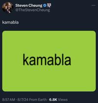 Steven Cheung @TheStevenCheung kamabla kamabla 8:57 AM - 8/7/24 From Earth - 6.8K Views