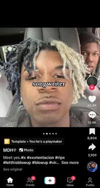 songwriter 65.8K 10.9K 8,804 CTemplate Yes he's a playmaker MDH Photo Meet yes.#x #xxxtentacion #ripx #letthisblowup #blowup #vir... See more See original 3,959 + Home Friends Inbox Profile